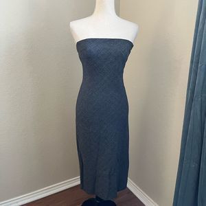 Vintage Patrizia Pepe Grey Plaid Strapless Wool Blend Dress Size 42